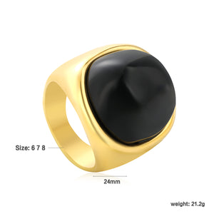 24mm Gold Ring with Square Black Onyx