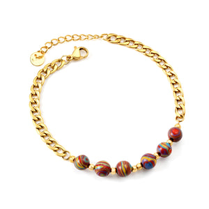 6 Colorful Natural Stone Bracelets 18+3cm