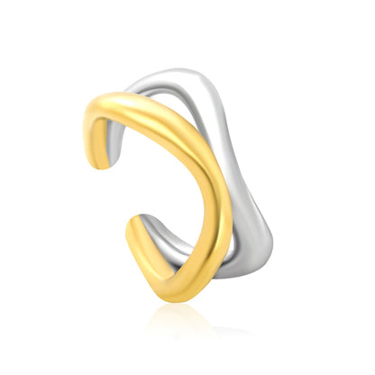 13mm Two - Tone Open Ring with Irregular Double Loops asonjewelry