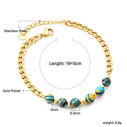 6 Blue and Yellow Natural Stone Bracelets 18+3cm asonjewelry