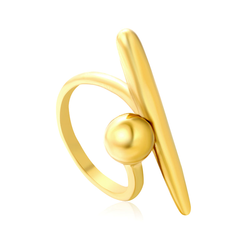 12mm Gold Open Ring with Sphere & Bar Accents