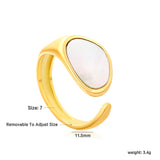 11.5mm Gold Open Ring with Geometric Real Mother - of - Pearl Inlay