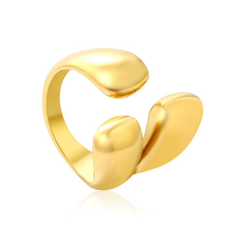 23mm Gold Open Ring with Irregular Polished Water - Drop Form