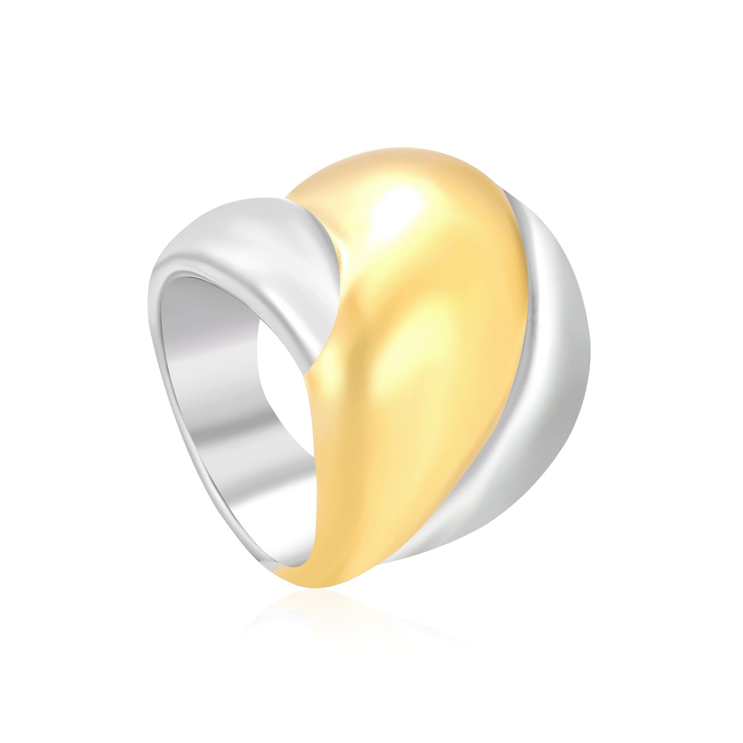 21mm Two - Tone Single Ring with Irregular Geometric Patchwork asonjewelry