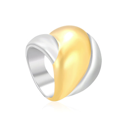 21mm Two - Tone Single Ring with Irregular Geometric Patchwork asonjewelry