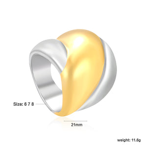 21mm Two - Tone Single Ring with Irregular Geometric Patchwork