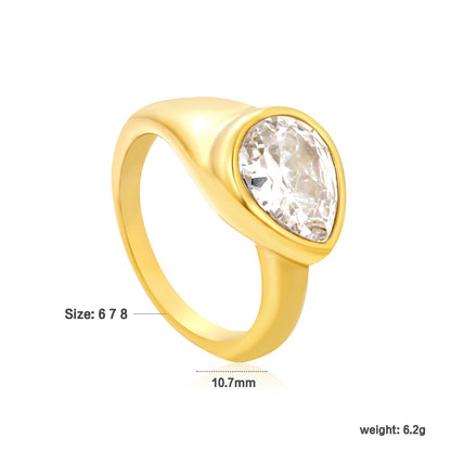 10.7mm teardrop white/emerald/royal blue diamond ring in gold asonjewelry