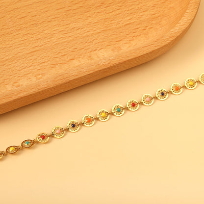 Color Oil Round Sign Bracelet 18+3cm asonjewelry