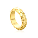 5.5mm irregular hammered/black drip ring in steel/gold