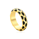 5.5mm irregular hammered/black drip ring in steel/gold