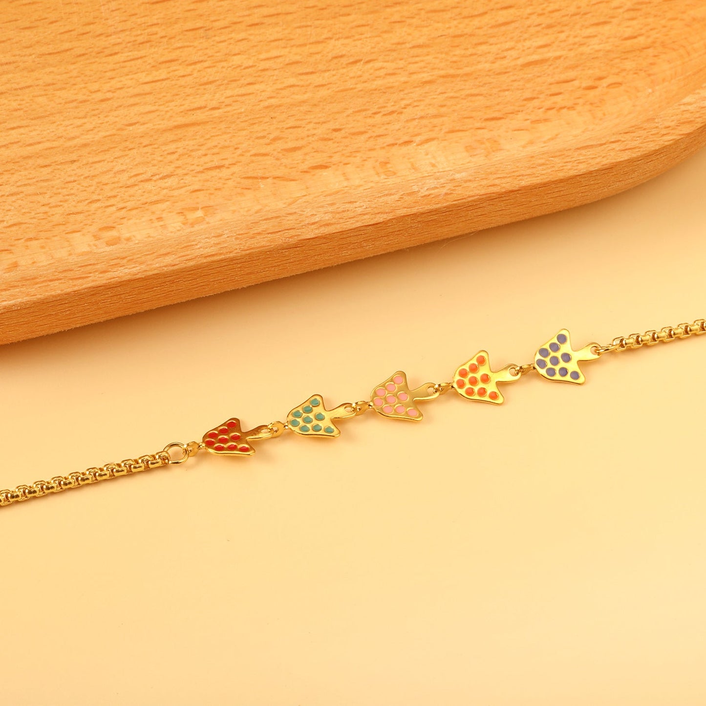 5 Drip Oil Mixed Color Mushroom Bracelet 17+3cm asonjewelry