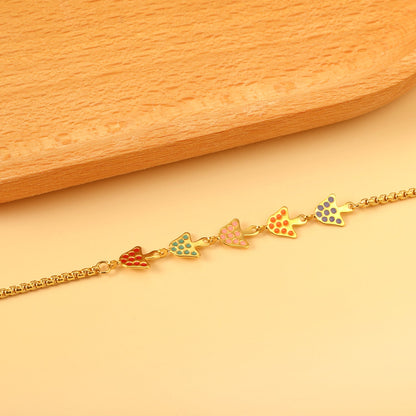 5 Drip Oil Mixed Color Mushroom Bracelet 17+3cm asonjewelry