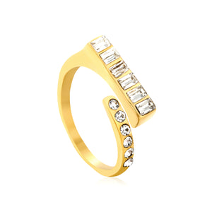 7.5mm Gold Open Ring with Square Rose - Red/Emerald/White Diamond and Round White Diamond Inlays