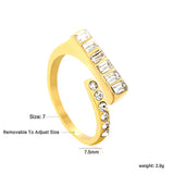 7.5mm Gold Open Ring with Square Rose - Red/Emerald/White Diamond and Round White Diamond Inlays