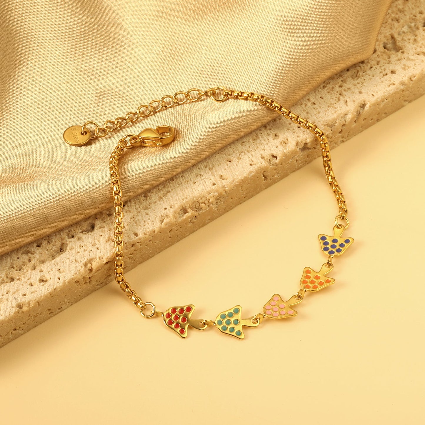 5 Drip Oil Mixed Color Mushroom Bracelet 17+3cm asonjewelry