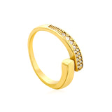 9.1mm Gold Open Ring with Irregular Double - Row White Diamonds/Purple/Blue/Emeralds