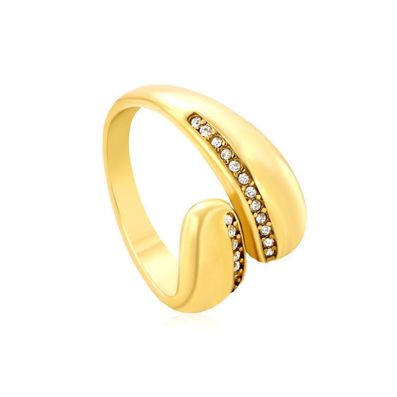 13mm Gold Open Ring with Irregular Single - Row White/Royal Blue/Emerald Diamond Accents