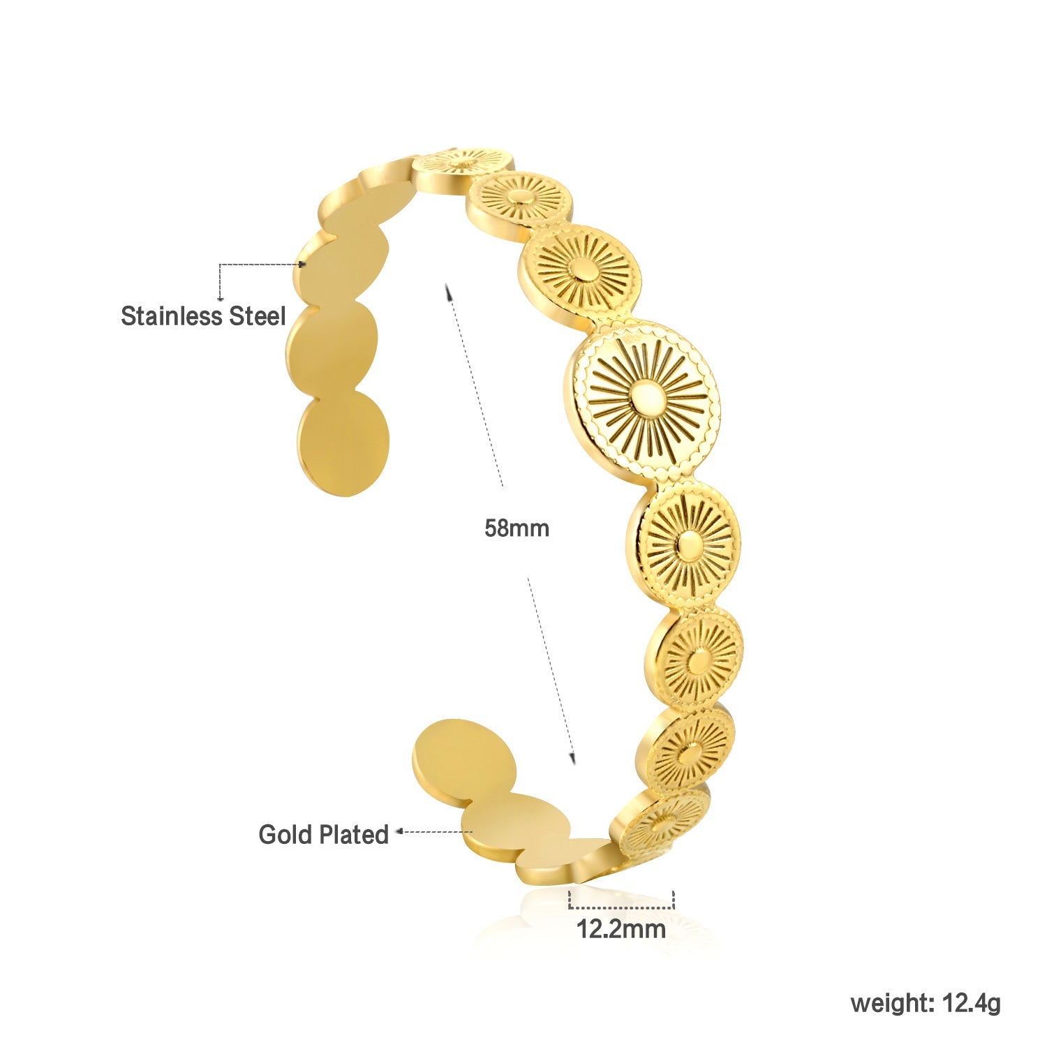 Bracelet with multiple open discs forming an irregularly striped surface asonjewelry