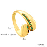 13mm Gold Open Ring with Irregular Single - Row White/Royal Blue/Emerald Diamond Accents