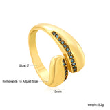 13mm Gold Open Ring with Irregular Single - Row White/Royal Blue/Emerald Diamond Accents