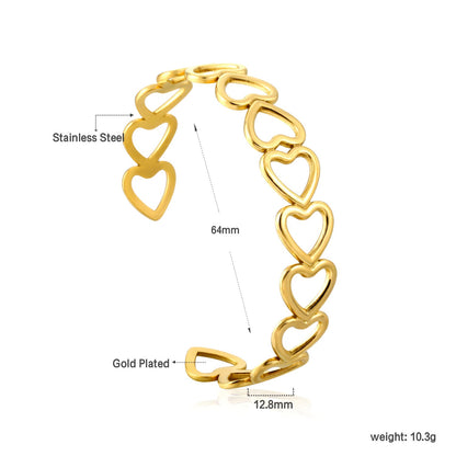 Bracelet with multiple openings in the shape of hollowed-out hearts linked together. asonjewelry