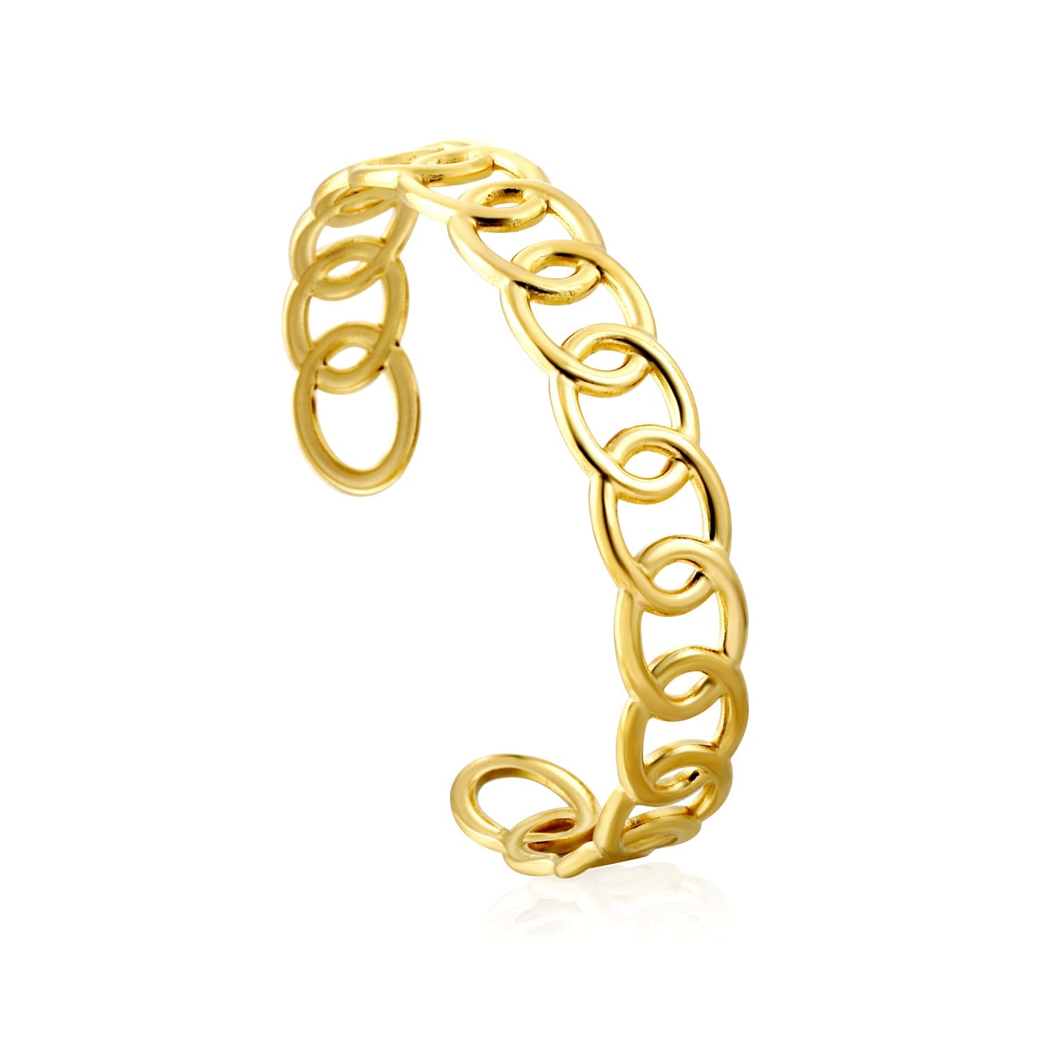 Bracelet with a number of interconnected ovals of the same size with hollow openings. asonjewelry