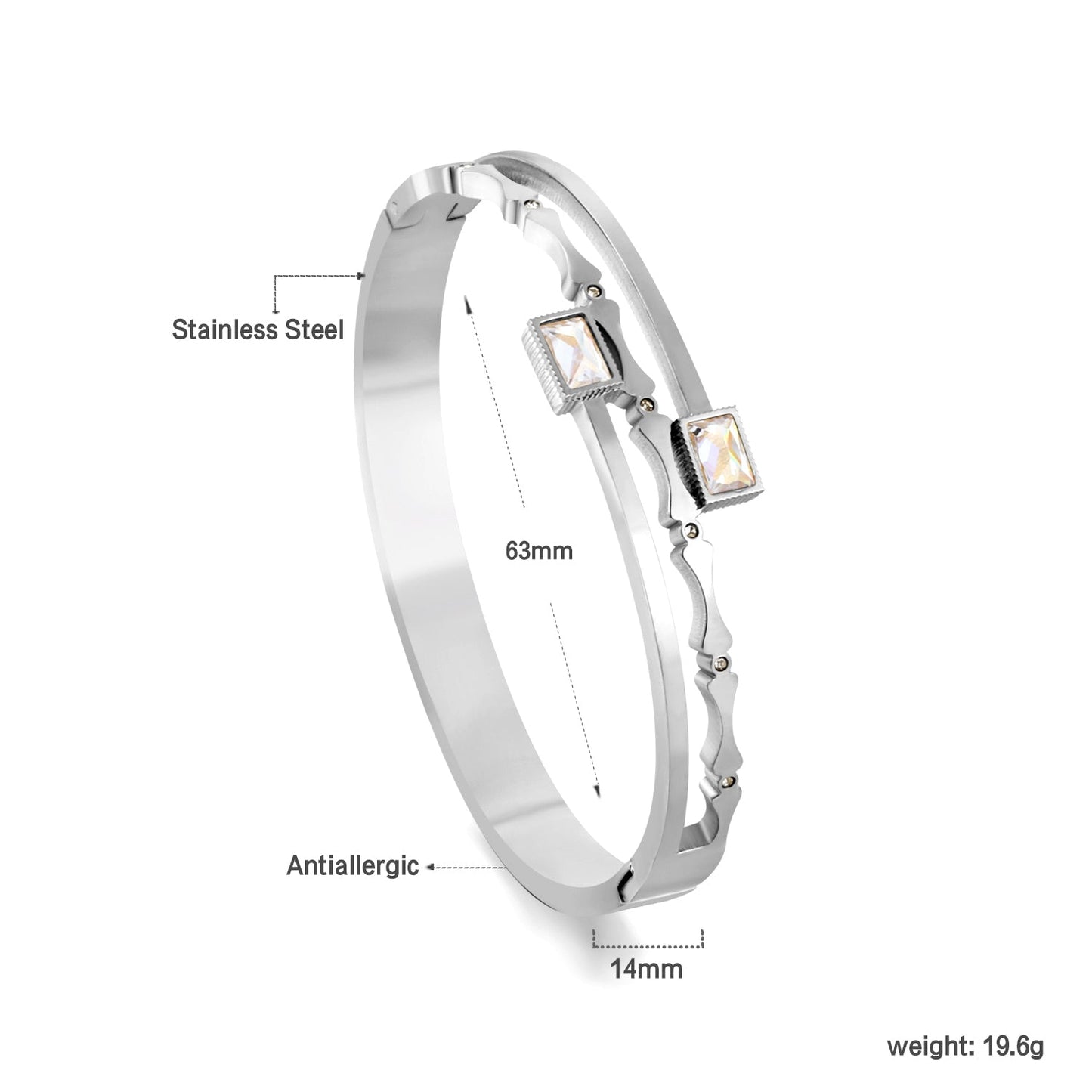 Personalized bamboo bracelet with 2 diamonds asonjewelry