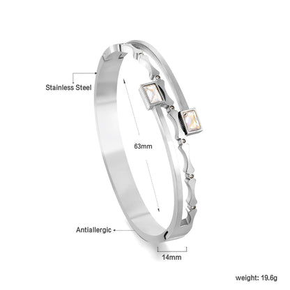 Personalized bamboo bracelet with 2 diamonds asonjewelry