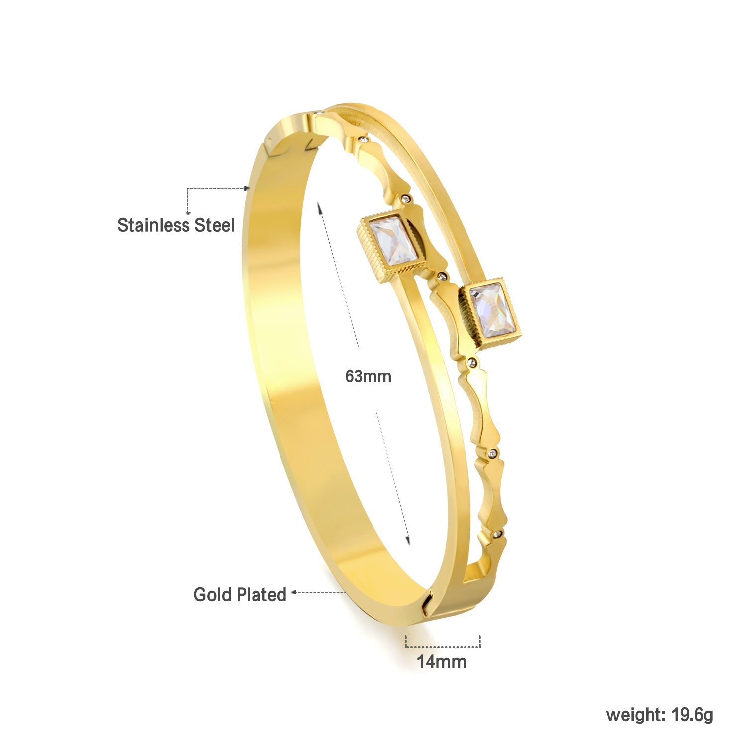 Personalized bamboo bracelet with 2 diamonds asonjewelry