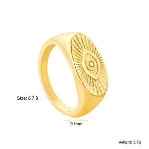 9.5mm Gold Evil Eye Engraved Ring