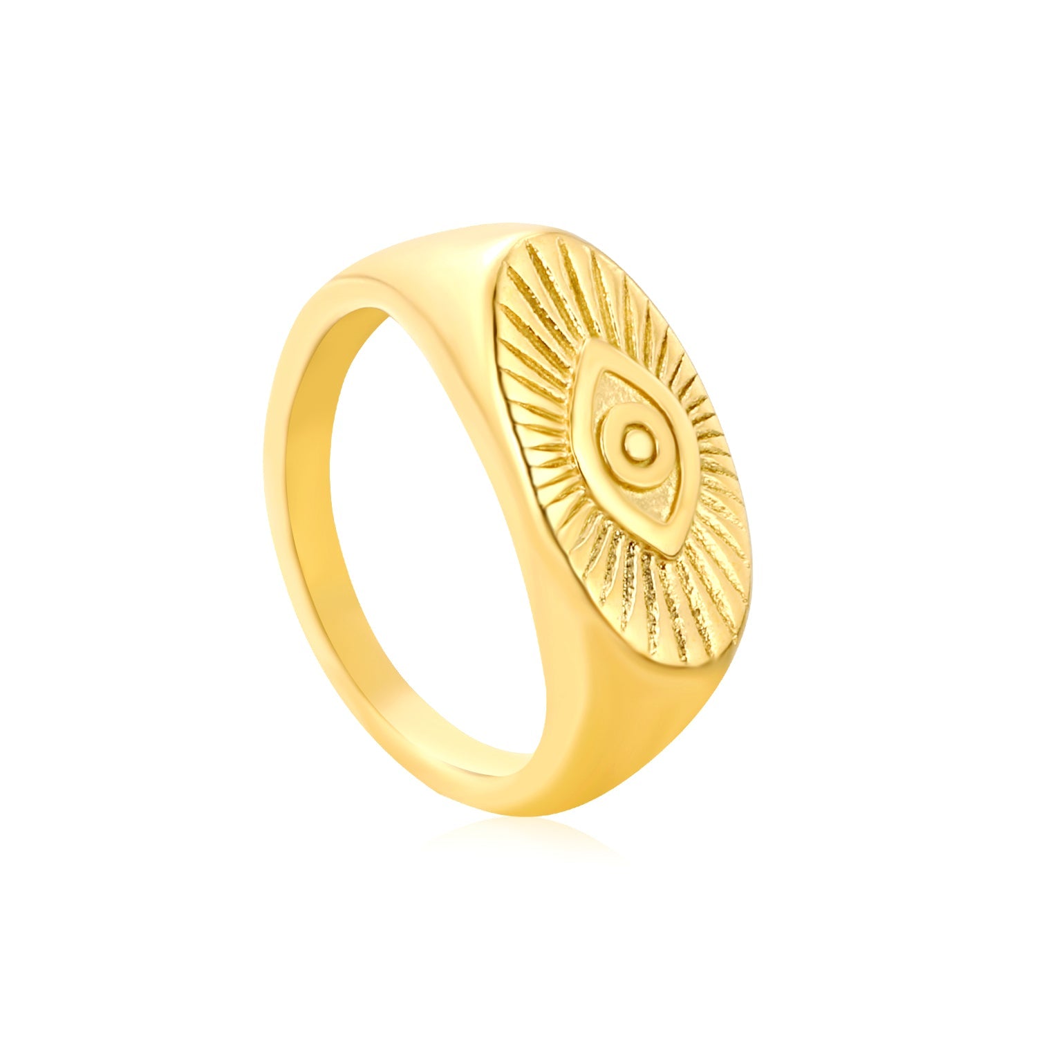 9.5mm Gold Evil Eye Engraved Ring asonjewelry
