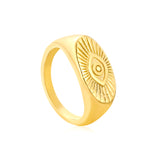 9.5mm Gold Evil Eye Engraved Ring