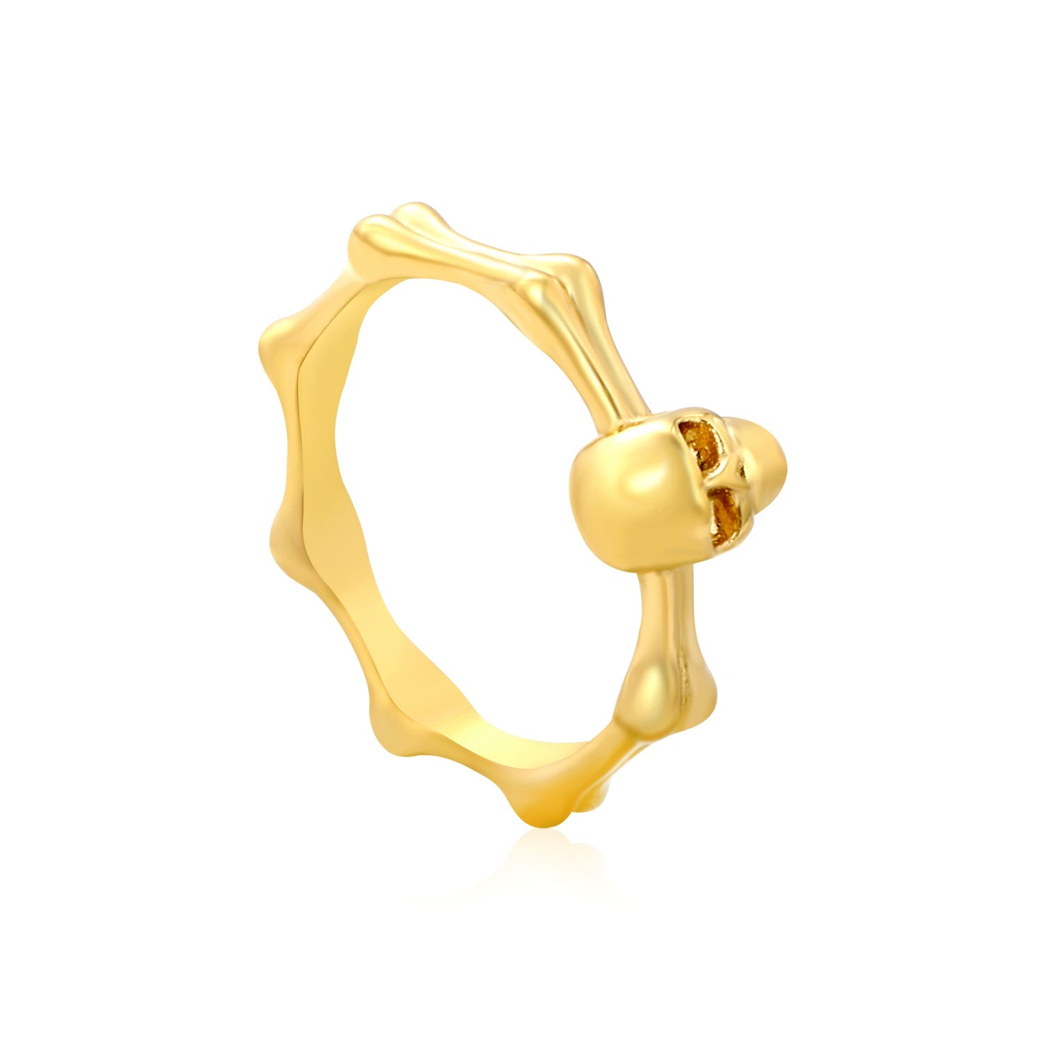 7mm Gold Bamboo - Stalk & Skull Ring asonjewelry