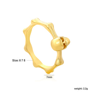 7mm Gold Bamboo - Stalk & Skull Ring