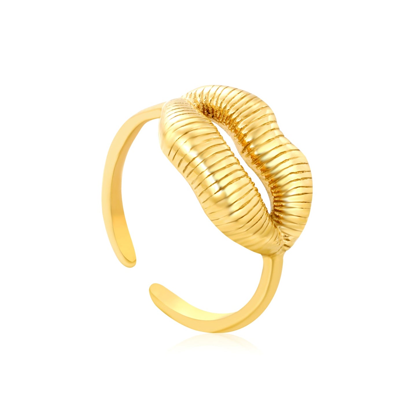 11mm Gold Open Ring with Hollow Lip Texture asonjewelry