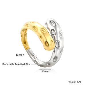 12mm Two - Tone Open Ring with Irregular Drip Texture