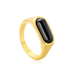 8mm Gold Ring with Rectangular Black Onyx