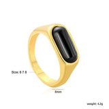 8mm Gold Ring with Rectangular Black Onyx
