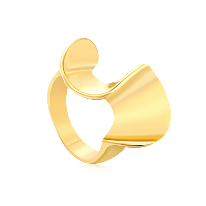 18.5mm Gold Ring with Polished 3D Twisted Spiral Design