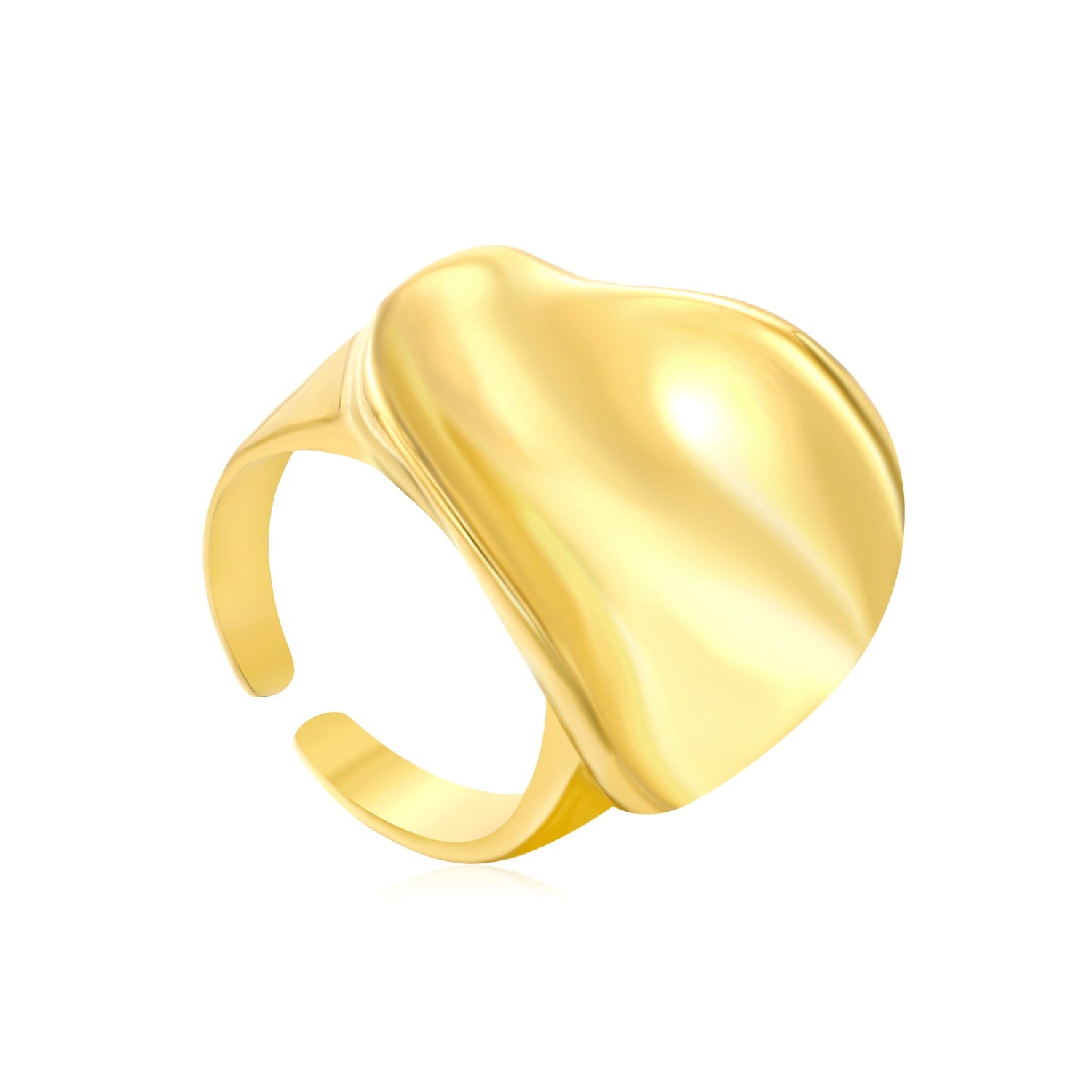 19mm Gold Open Ring with Polished Wave Design asonjewelry