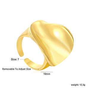 19mm Gold Open Ring with Polished Wave Design
