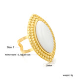 29mm Gold Open Ring with Red/Black/White Agate Marquise Stones