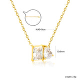 Square Teardrop White Zirconia 0.35 Cross Chain 40+5cm+6mm Round Tail Tag Necklace Gold