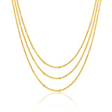 Sweater chain, 1.2mm round snake bead chain, 50+60+70cm+5cm+6mm round tag necklace, steel color/gold color