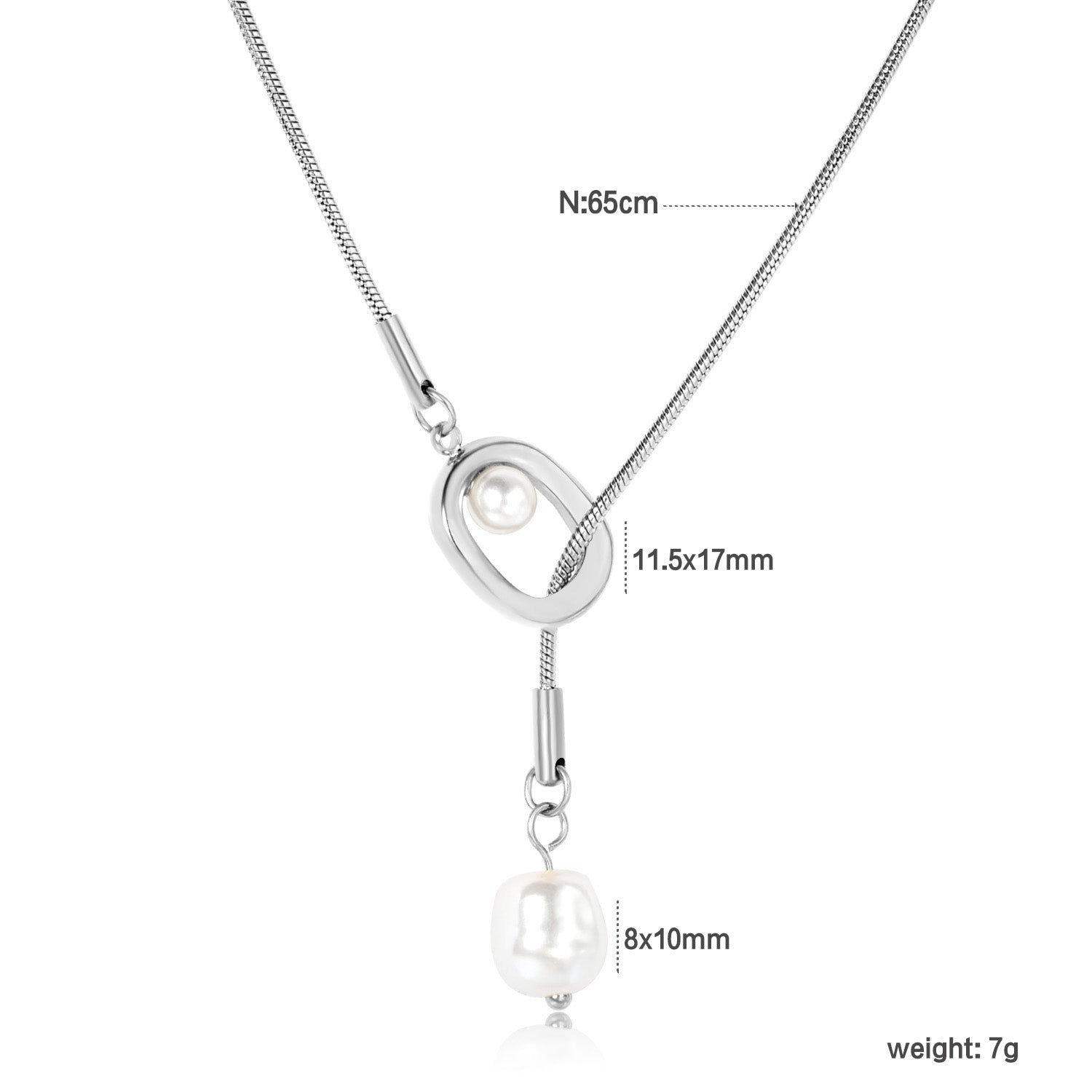 Sweater Chain 11.5x17mm Pendant 8x10mm Pendant Fringe Geometric Openwork Pearl 1.2 Round Snake 65cm Necklace Steel Color/Gold Color asonjewelry