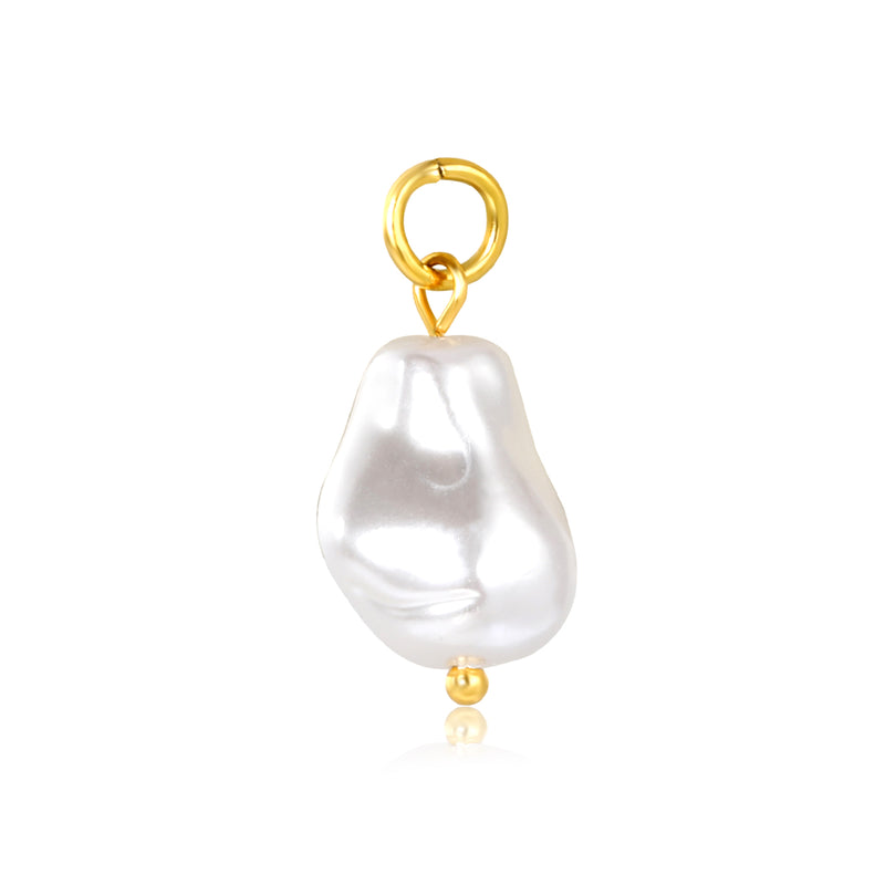Oval-shaped teardrop imitation pearl 12x20mm clasp 1x6 open ring accessory, gold (no necklace)
