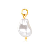 Oval-shaped teardrop imitation pearl 12x20mm clasp 1x6 open ring accessory, gold (no necklace)