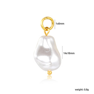 Oval-shaped teardrop imitation pearl 12x20mm clasp 1x6 open ring accessory, gold (no necklace)