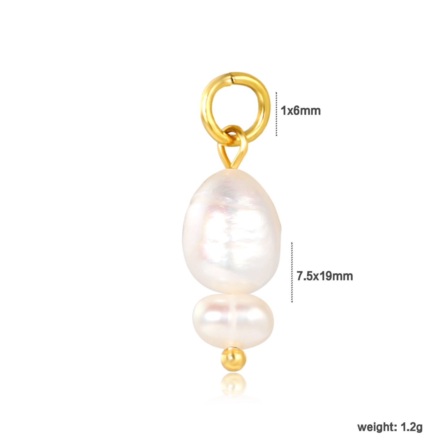 Freshwater pearl 7.5x19mm clasp 1x6 open ring accessory gold (no necklace) asonjewelry