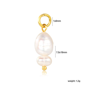 Freshwater pearl 7.5x19mm clasp 1x6 open ring accessory gold (no necklace)